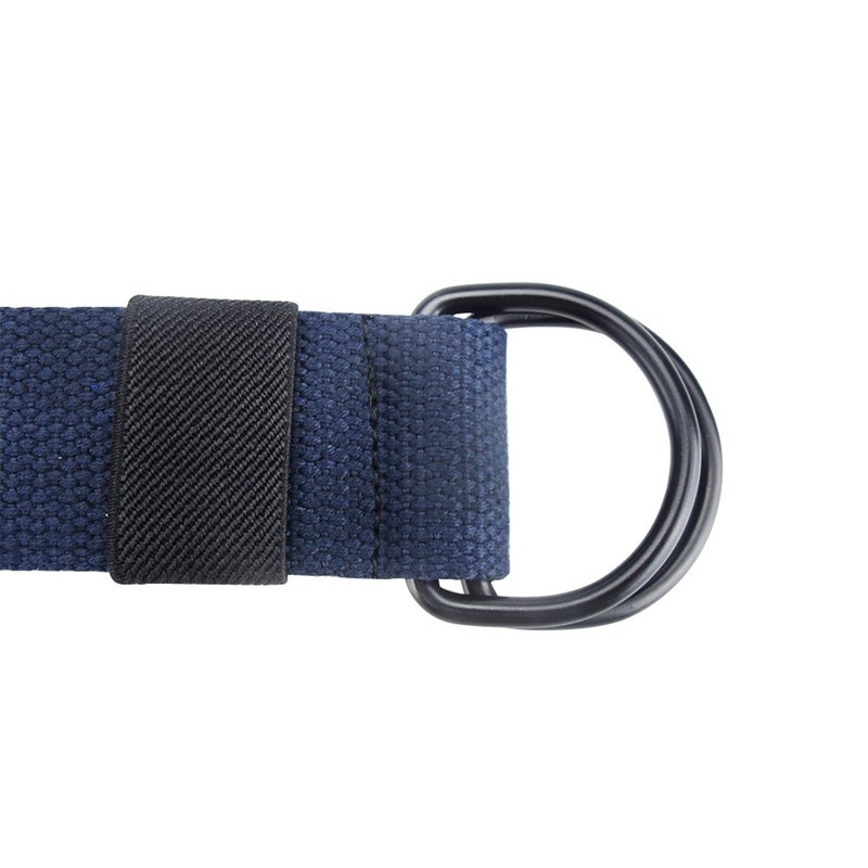 macoking Web Fabric Canvas Belt for Men Women with Double D Ring Buckle, Navy Blue, 43in long for waist 31"-35" - Image 2